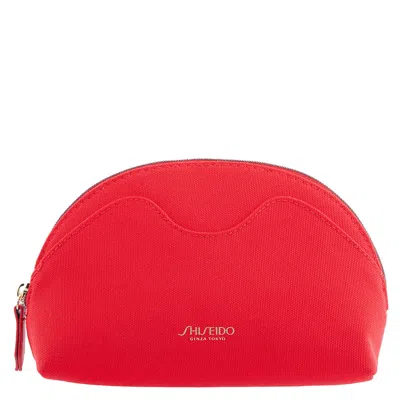 Shiseido Red Logo Print Make Up Cosmetic Pouch