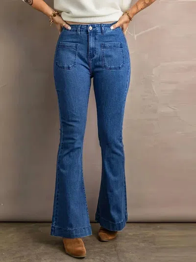 Shiying Fashion Bell Denim Flare Jean In Blue
