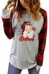 Shiying Fashion Christmas Santa Claus Sweatshirt In Grey In Multi