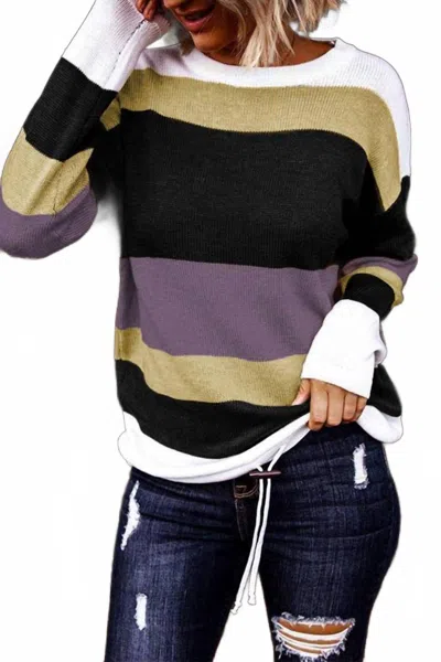 Shiying Fashion Colorblock Knit Sweater In Multicolor In Black