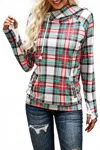Shiying Fashion Coral & Turquoise Plaid Hoodie In Multicolor In Multi
