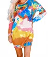 Shiying Fashion Tie Dye Pocketed T Shirt Mini Dress In Multicolor In Multi