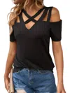 Shiying Off The Shoulder Strappy Top In Black In Black