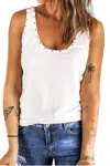 Shiying Studded Ribbed Tank Top In White In White