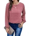 Shiying Swiss Dot Blouse In Faded Rose In Multi