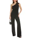 Sho By Tadashi Shoji Beaded Appliqué One-shoulder Jumpsuit In Black