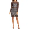 Sho By Tadashi Shoji Netting Illusion Long Sleeve Sheath Dress