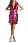 Sho By Tadashi Shoji Fringe Sequin Minidress In Wild Pink