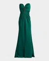 Sho By Tadashi Shoji Strapless Beaded Applique Column Gown In Jungle Green