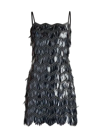 Sho By Tadashi Shoji Women's Sequined Fringe Minidress In Black Diamond