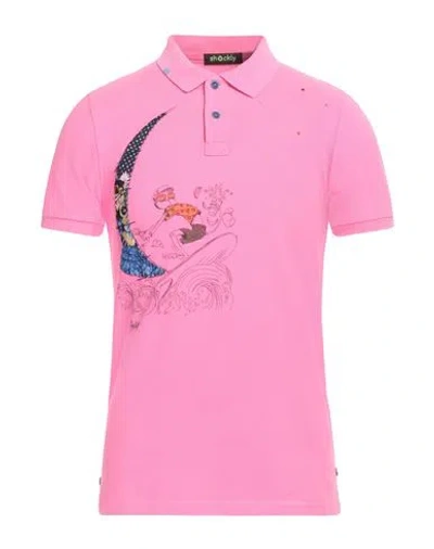 Shockly Man Polo Shirt Fuchsia Size M Cotton In Pink