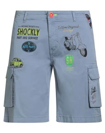 Shockly Man Shorts & Bermuda Shorts Light Blue Size 32 Cotton, Elastane