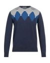 Shockly Man Sweater Navy Size 44 Cotton, Cashmere In Navy Blue