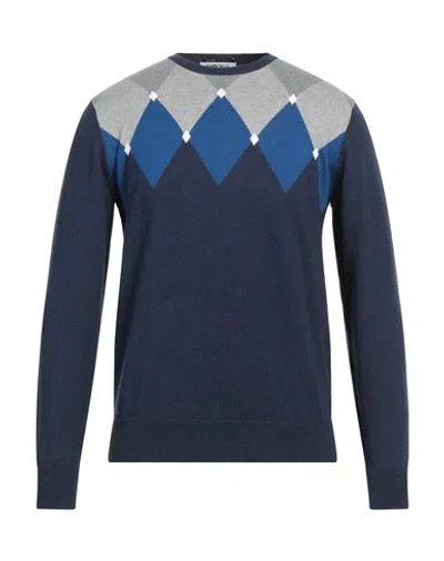 Shockly Man Sweater Navy Size 44 Cotton, Cashmere In Navy Blue