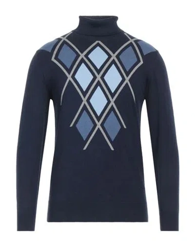 Shockly Man Turtleneck Navy Size 42 Cotton, Cashmere In Navy Blue