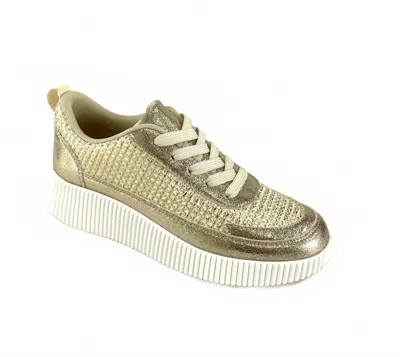 Shoe La La Women's Woven Platform Sneakers In Gold