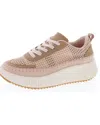 Shoe La La Women's Woven Platform Sneakers In Nude In Brown