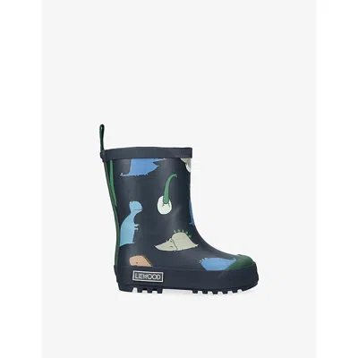Shoe The Bear Kids' Mason Dinosaur-print Rubber Wellington Boots Blue/drk.c Eur 32 / 13 Uk