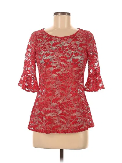 Pre-owned Shoedazzle 3/4 Sleeve Top Red Sweetheart Neckline Tops