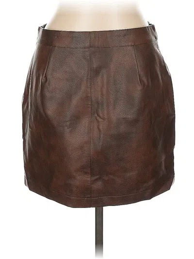 Pre-owned Shoedazzle Faux Leather Skirt In Brown