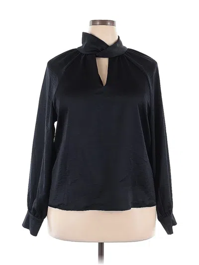 Pre-owned Shoedazzle Long Sleeve Blouse In Black