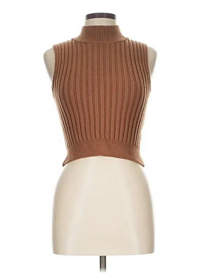 Pre-owned Shoedazzle Sleeveless Top Brown Turtleneck Tops