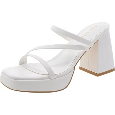 Shoe'n Tale Womens Faux Leather Open Toe Block Heel In White