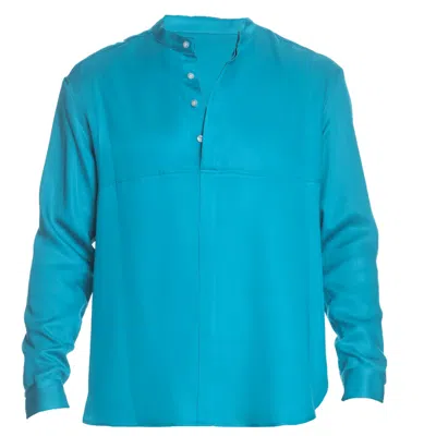 Shokan 28 Men's Long Sleeve Shirt Turquoise In Blue