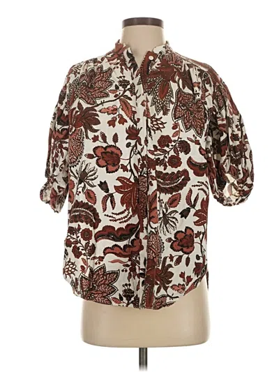 Pre-owned Shona Joy 3/4 Sleeve Button Down Shirt In Brown