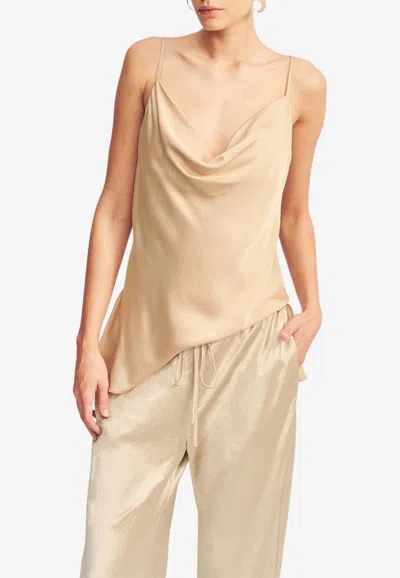 Shona Joy Agnes Cowl-neck Belted Tunic Top In Neutral