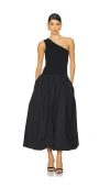 Shona Joy Aliah One Shoulder Bubble Midi Dress In 黑色