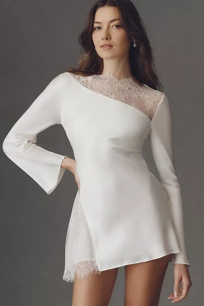 Shona Joy Allegra Lace Panel Mini Dress In White