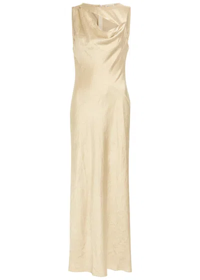 Shona Joy Andie Crinkled Satin Maxi Dress In Gold