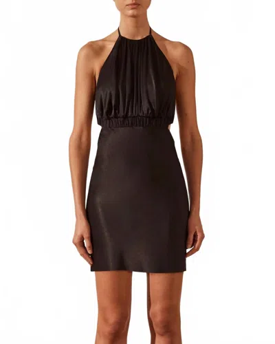 Shona Joy Angelica Ruched Open Back Halter Mini Dress In Black In Brown