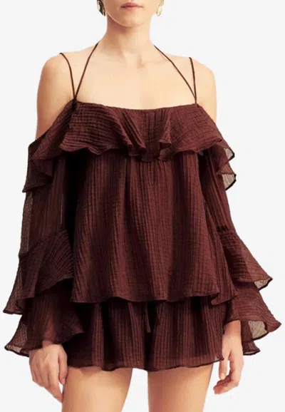 Shona Joy Anika Tiered Ruffle Top In Brown