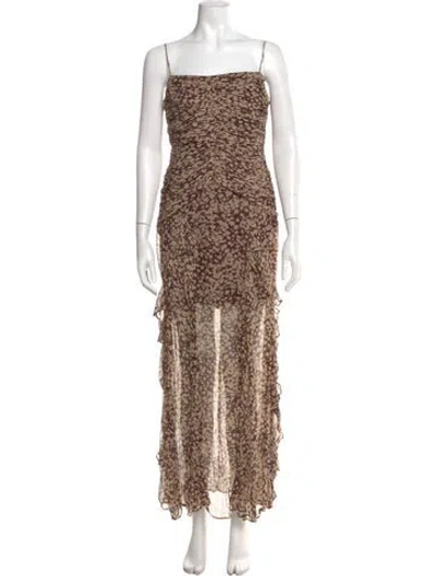 Pre-owned Shona Joy Animal Print Long Dress In Neutral