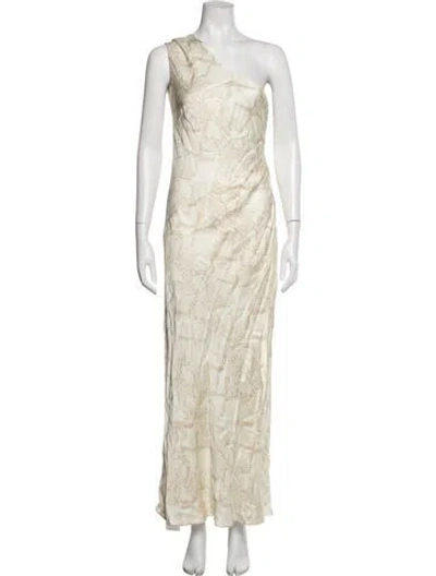 Pre-owned Shona Joy Animal Print Long Dress In Neutrals
