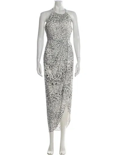 Pre-owned Shona Joy Animal Print Long Dress In White