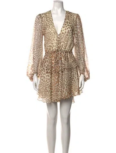 Pre-owned Shona Joy Animal Print Mini Dress In Neutrals