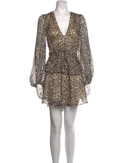 Pre-owned Shona Joy Animal Print Mini Dress In Neutrals