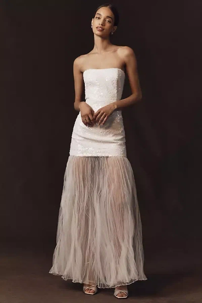 Shona Joy Anthropologie Weddings X  Illusion Contrast Maxi Dress In Neutral