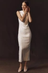 Shona Joy Anthropologie Weddings X  Illusion Sequin Cowl-neck Slim Midi Dress In White