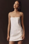 Shona Joy Anthropologie Weddings X  Illusion Sequin Square-neck Mini Dress In White
