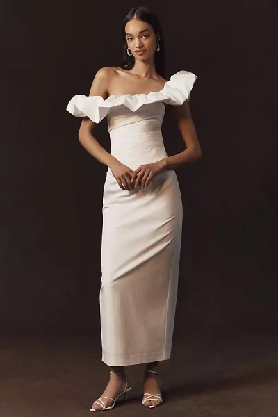 Shona Joy Anthropologie Weddings X  Levitate Ruffle Maxi Dress In White