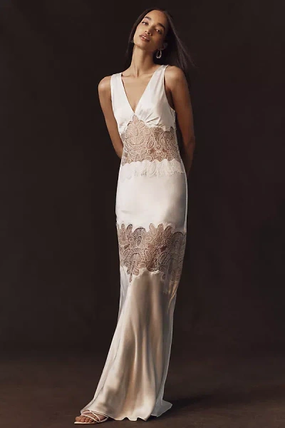 Shona Joy Anthropologie Weddings X  Stratus Plunge-neck Maxi Dress In White
