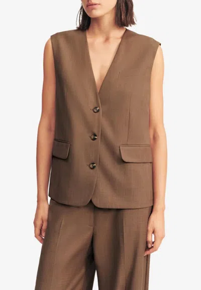 Shona Joy Asher Oversized Tailored Waistcoat In Brown