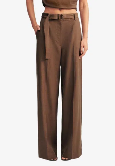 Shona Joy Asher Wide-leg Tailored Trousers In Brown