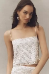 Shona Joy Asteri Embellished Mesh Crop Cami In White