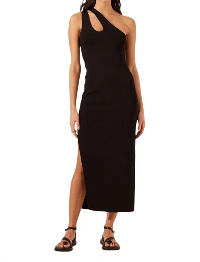 Shona Joy Basic One Shoulder Open Back Midi Dress In Black