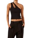 Shona Joy Basic One Shoulder Open Back Top In Black In Black